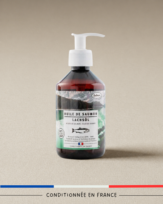 Huile de Saumon Chien & Chat — Oméga-3 Naturels